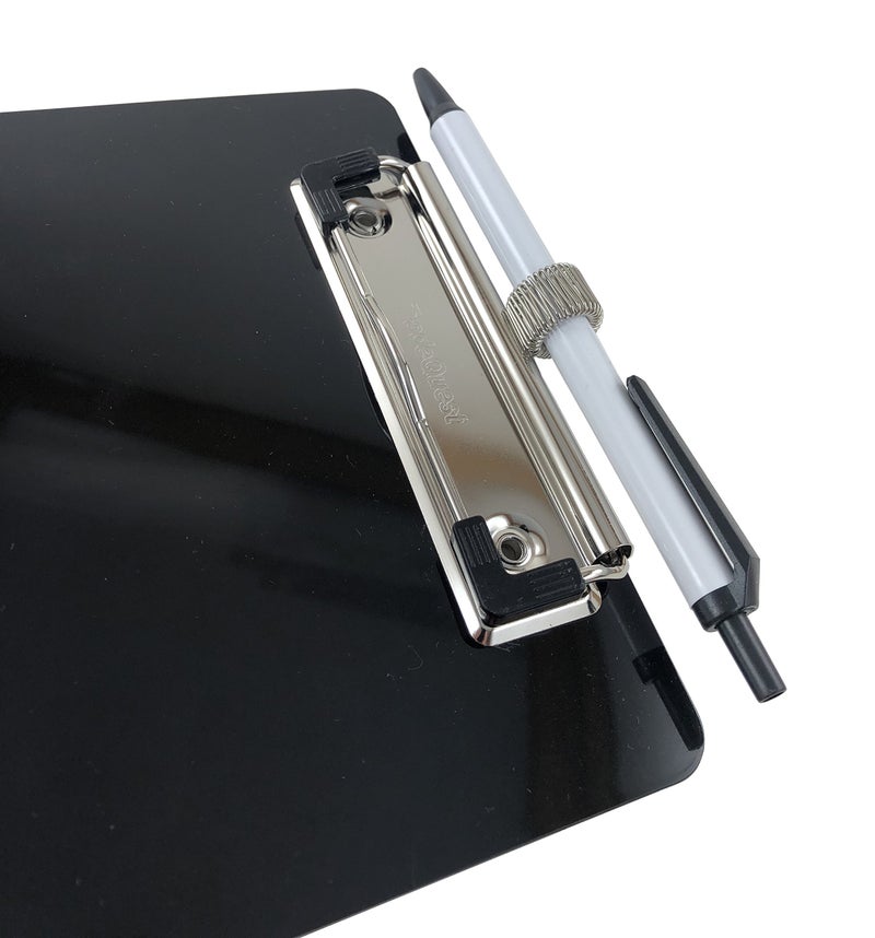 Trade Quest Small Memo Clipboard 6'' x 9'' Pen Holder Clip Plastic (Black) (Pen Included) (Pack of 6) - Image 4